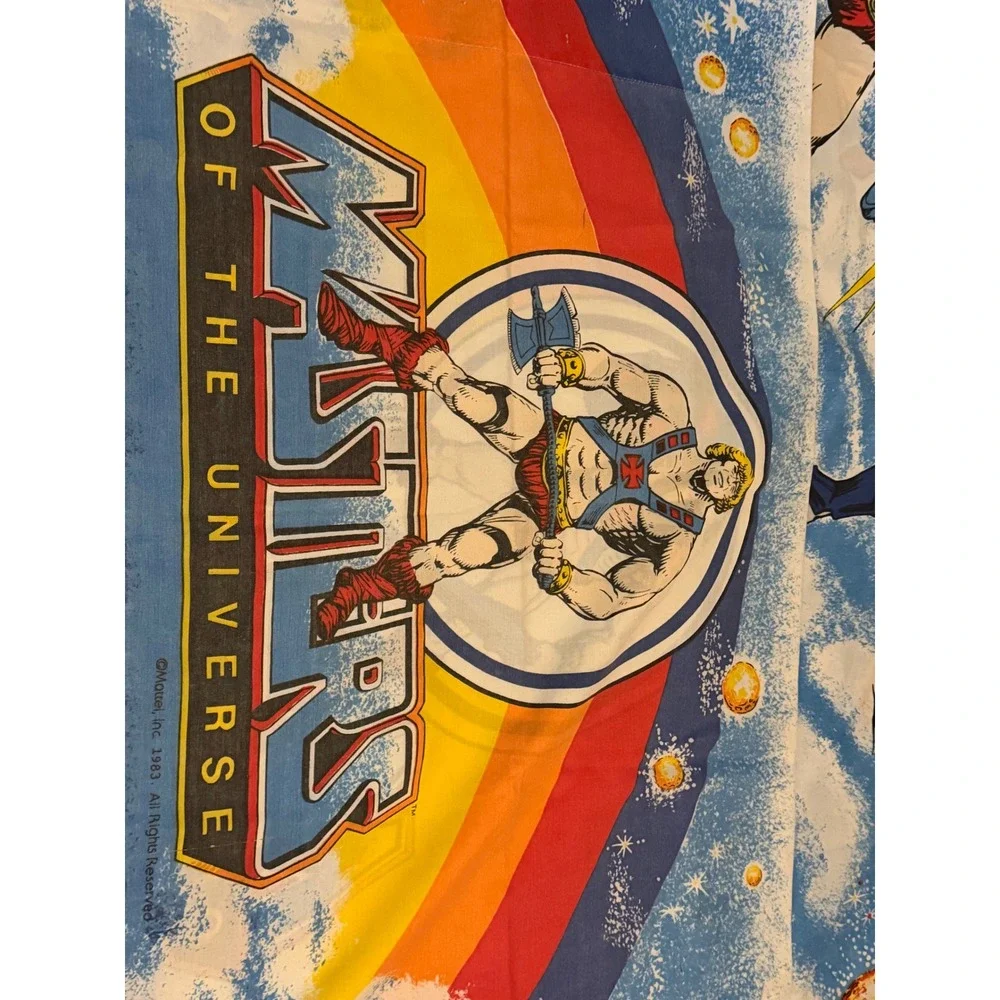 VTG 1983 Masters of the Universe He-Man Skeletor 2pc Twin Flat Sheet Mattel USA